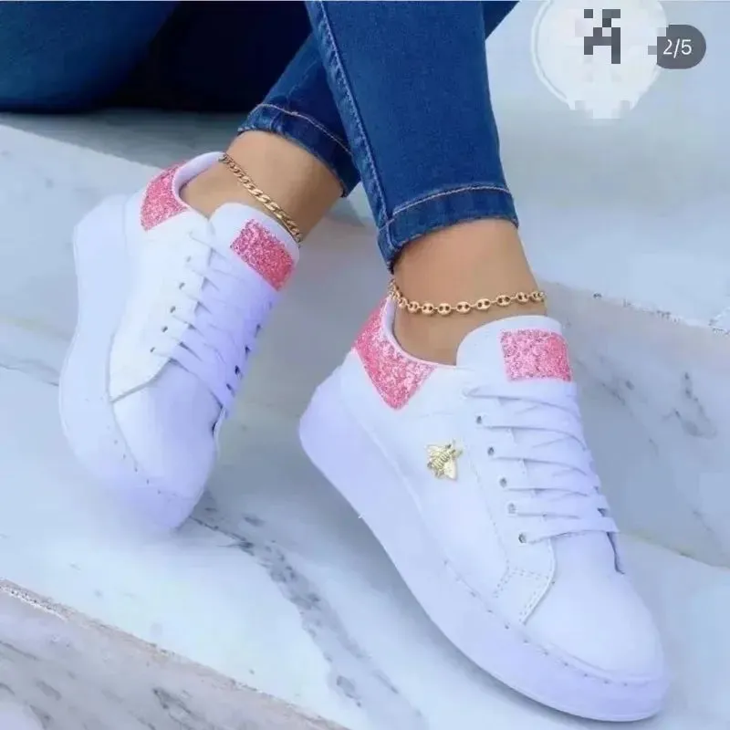 2024 Autumn Shoes Waterproof White Sneakers for Women Korean Version Lace Up Casual Flat Sport Shoes Ladies Vulcanized Shoes