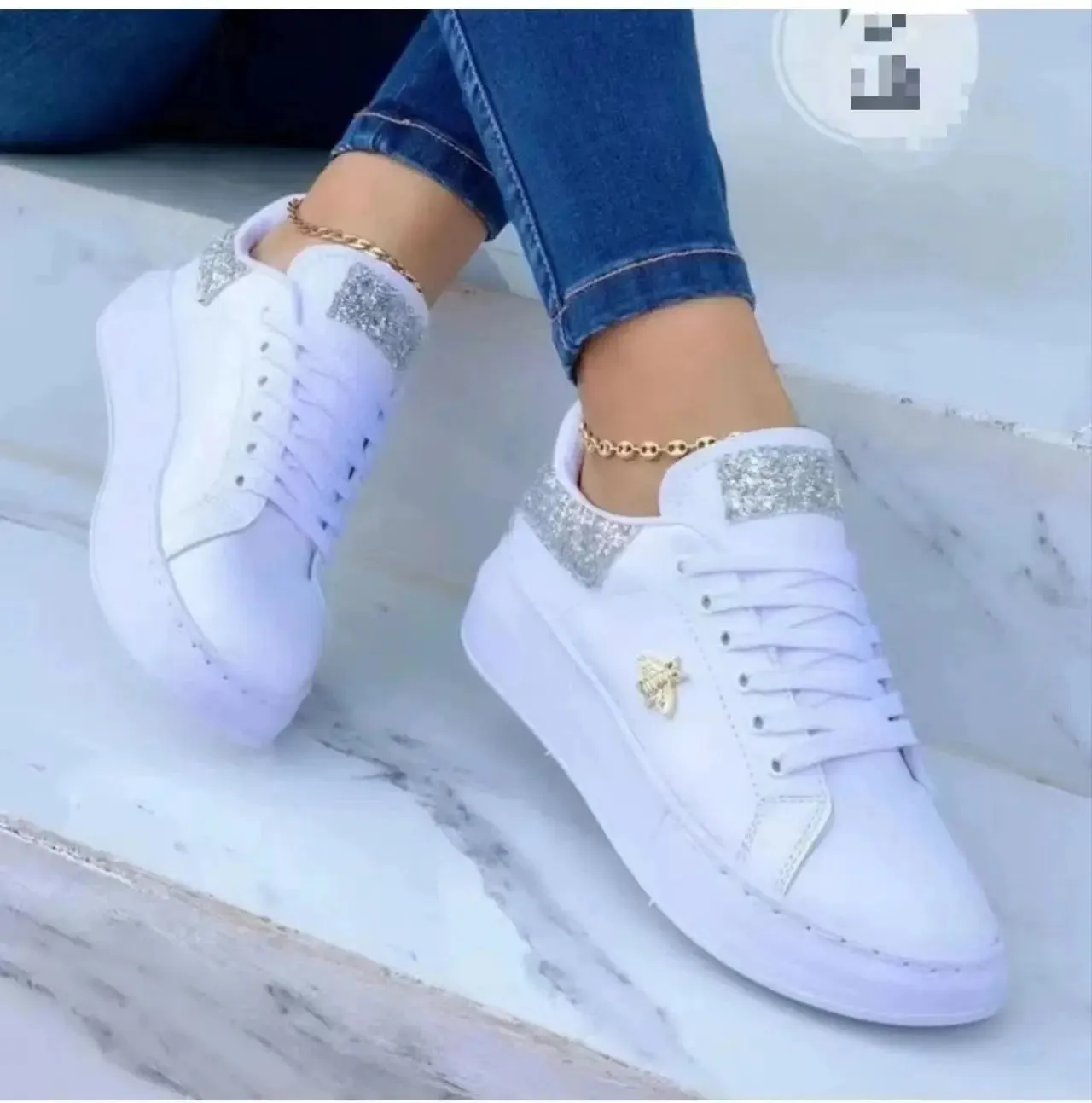 2024 Autumn Shoes Waterproof White Sneakers for Women Korean Version Lace Up Casual Flat Sport Shoes Ladies Vulcanized Shoes