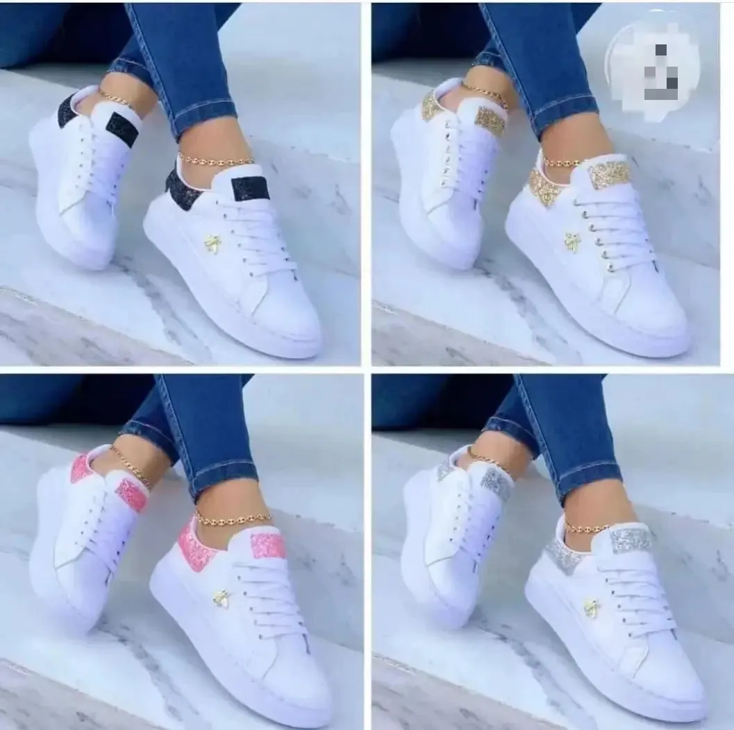 2024 Autumn Shoes Waterproof White Sneakers for Women Korean Version Lace Up Casual Flat Sport Shoes Ladies Vulcanized Shoes