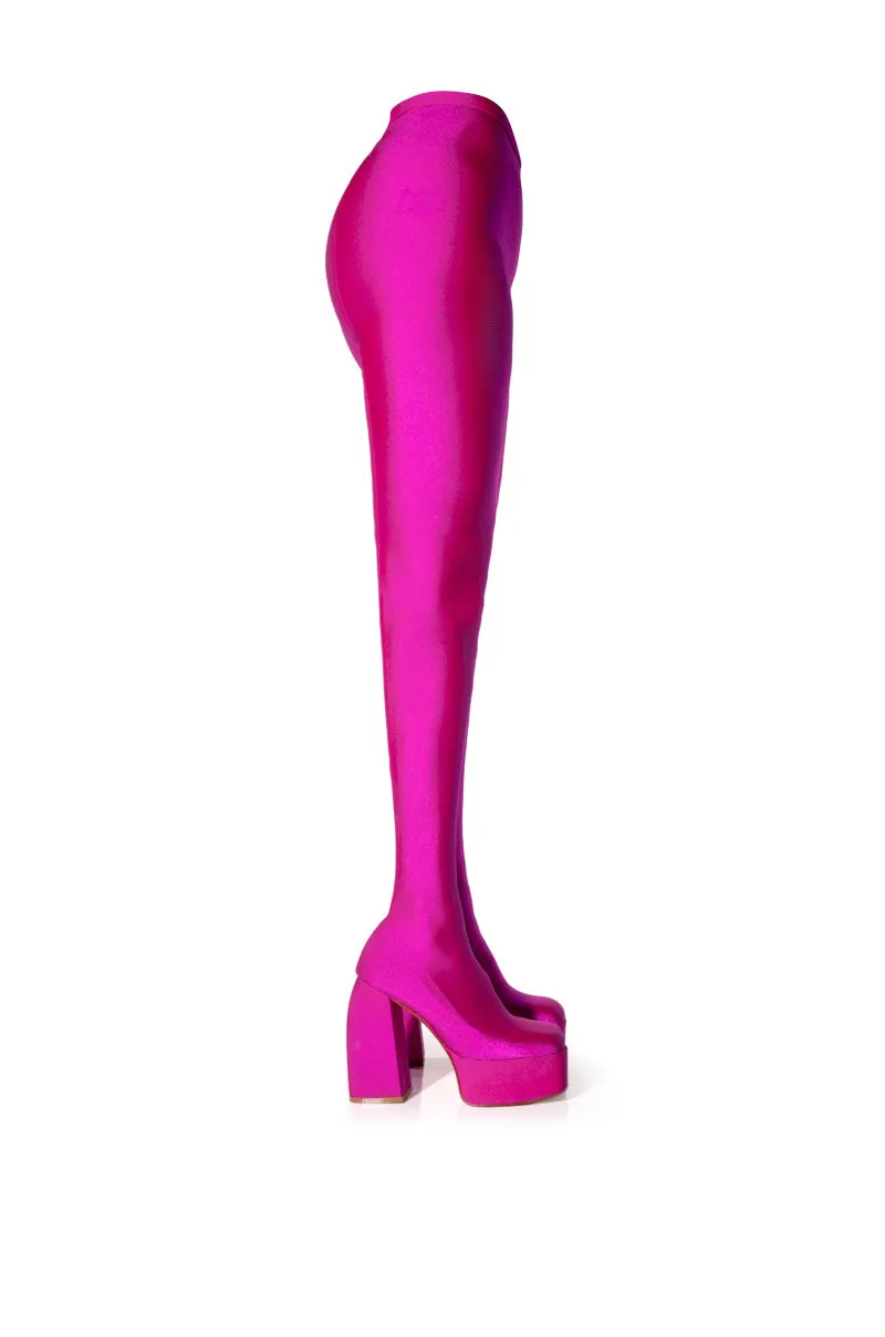 AZALA WANG HEYHEY DISCO STRETCH CHUNKY PANT BOOT IN PINK