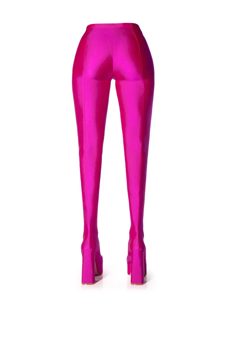 AZALA WANG HEYHEY DISCO STRETCH CHUNKY PANT BOOT IN PINK