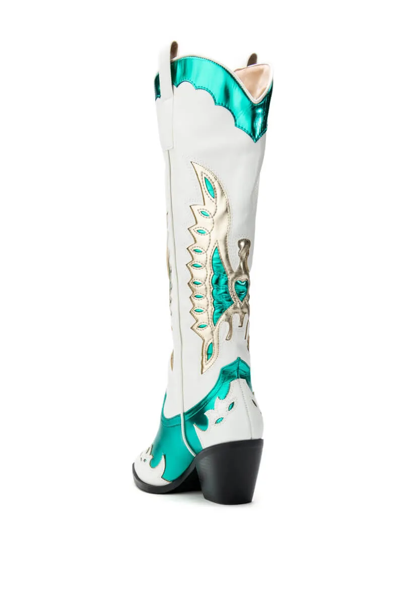 AZALEA WANG ALPOLINE WEDGE BOOT IN GREEN