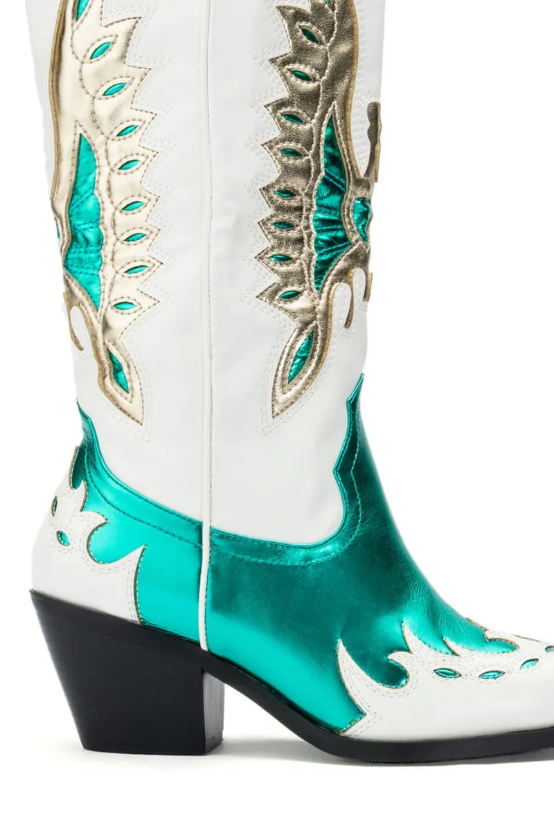 AZALEA WANG ALPOLINE WEDGE BOOT IN GREEN