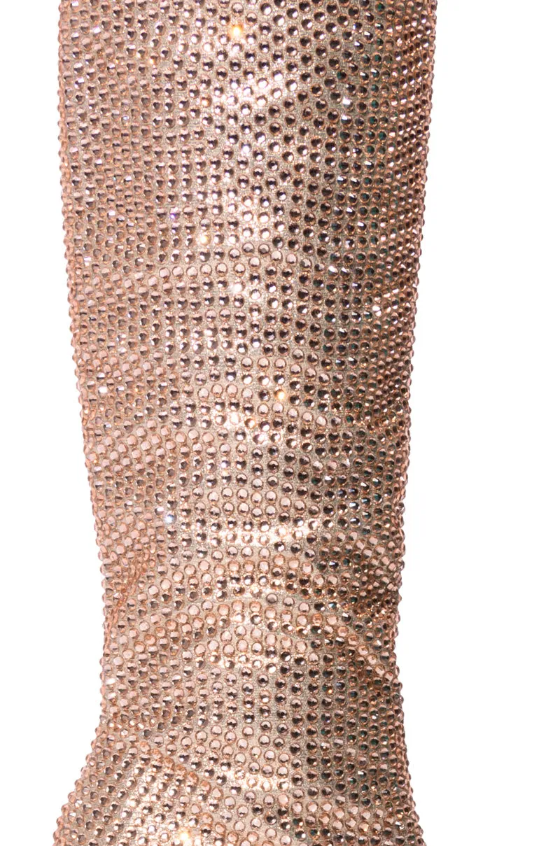 AZALEA WANG BARITE EMBELLISHED MID CALF BOOT IN NUDE