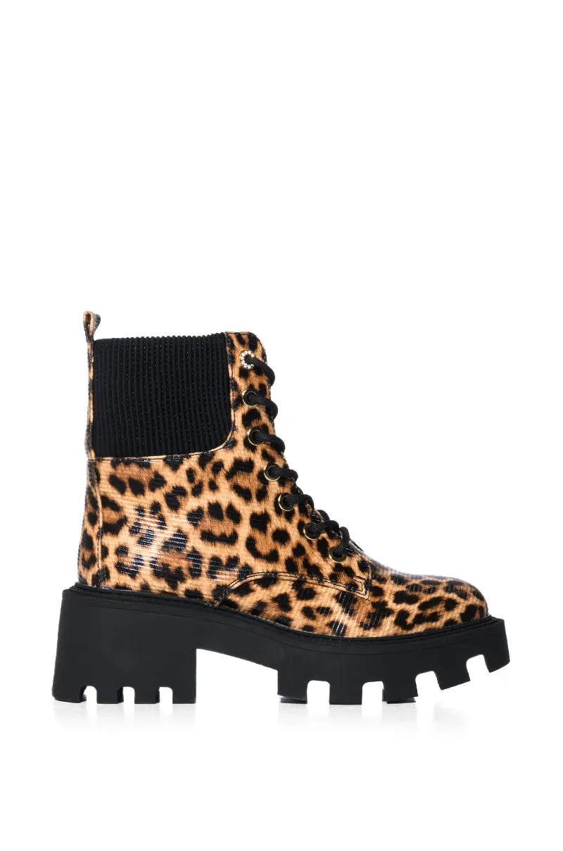 AZALEA WANG ESPECIAL LEOPARD COMBAT BOOTIE