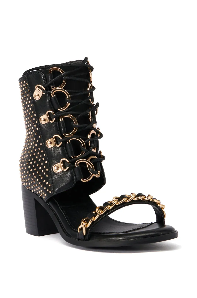 AZALEA WANG IZABELLA BLACK OPEN TOE SANDAL BOOTIE