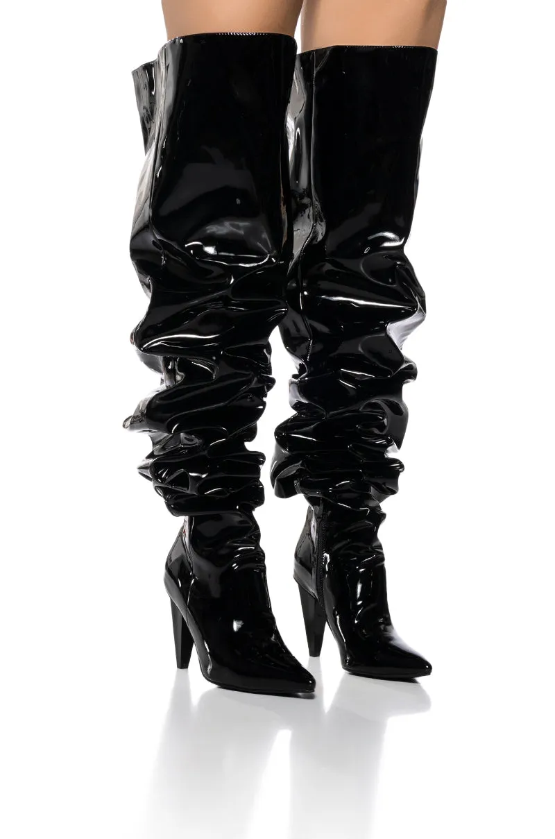 AZALEA WANG JETAIME BLACK PATENT BOOT