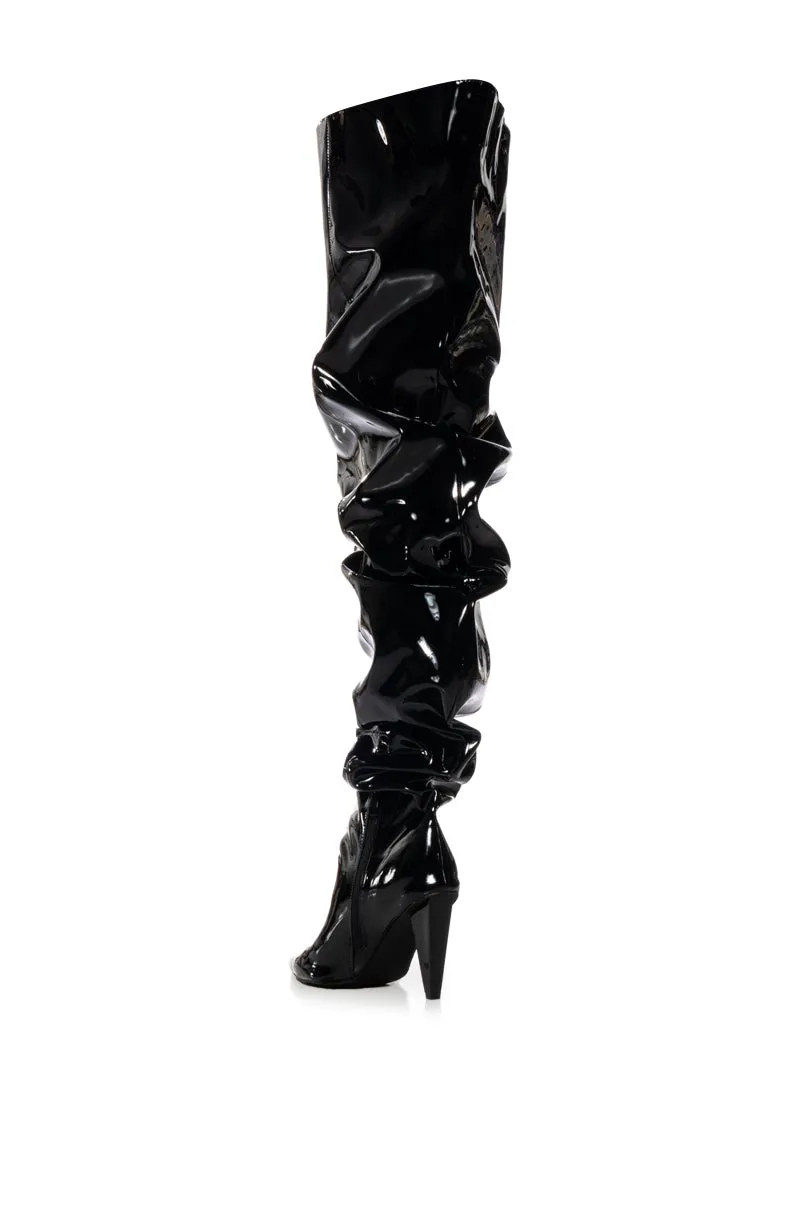 AZALEA WANG JETAIME BLACK PATENT BOOT