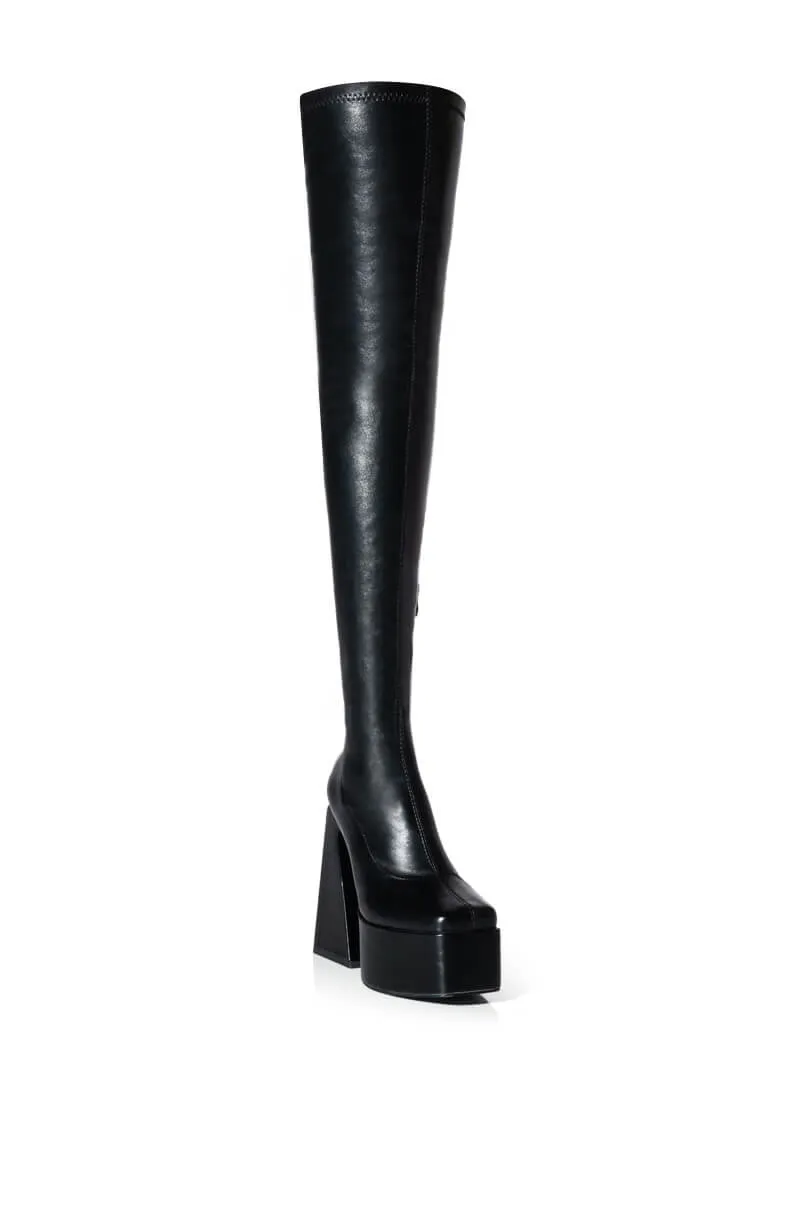 AZALEA WANG KIMBERLY THIGH HIGH BOOT IN BLACK