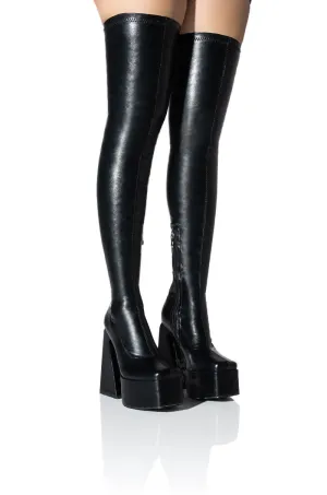 AZALEA WANG KIMBERLY THIGH HIGH BOOT IN BLACK