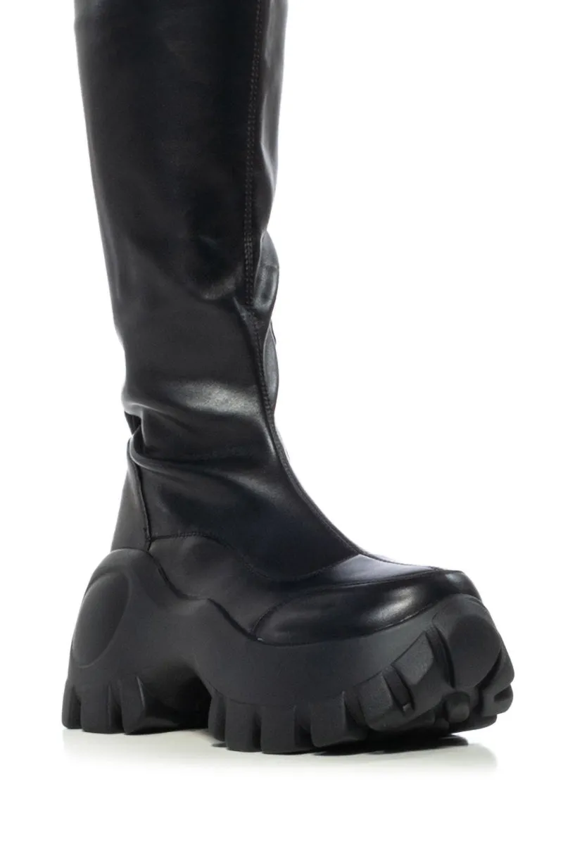 AZALEA WANG LULEE FUTURISTIC FLATFORM BOOT IN BLACK