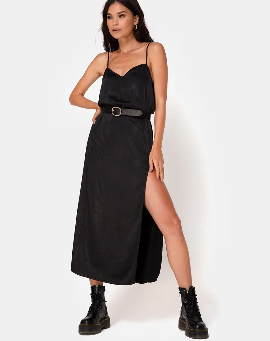 Batis Maxi Dress in Satin Black