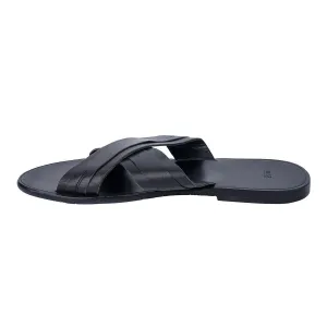 Boss Crossstrap Sliders Leather Black Colour For Men