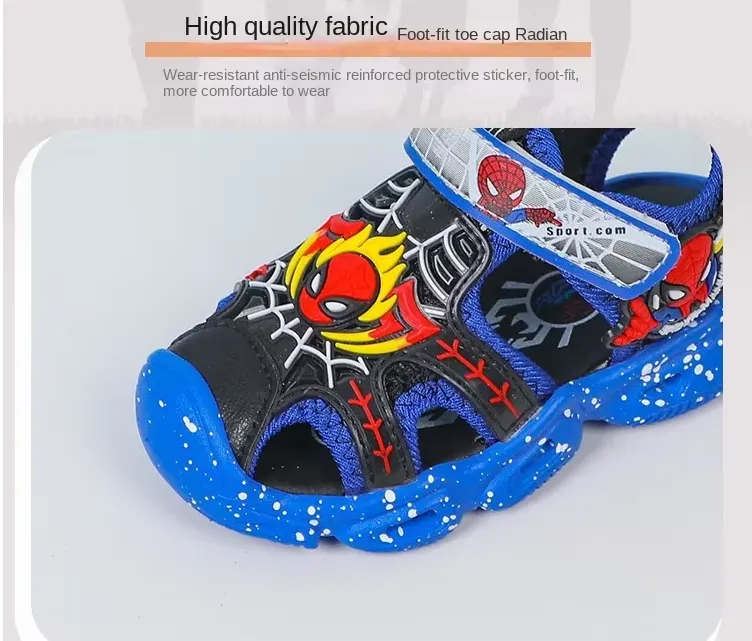 Boys Sandals - Boys LED Summer Soft Sole Cartoon Spiderman Sandals f