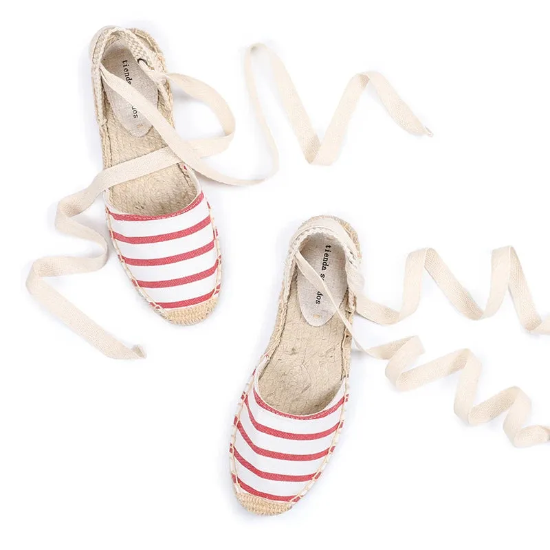 Brielle Casual Pattern Lace-Up Espadrille Sandals