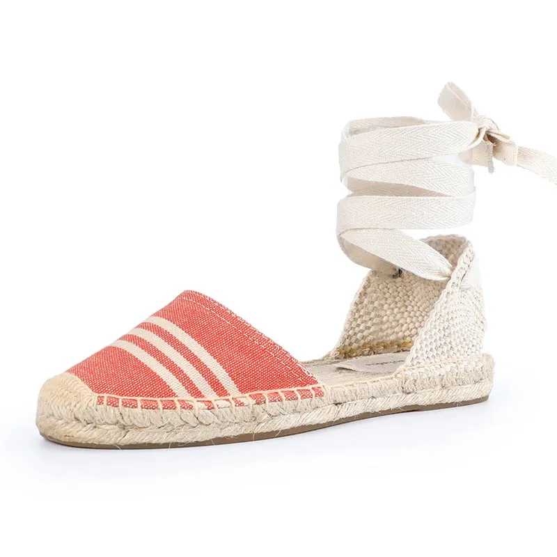 Brielle Casual Pattern Lace-Up Espadrille Sandals