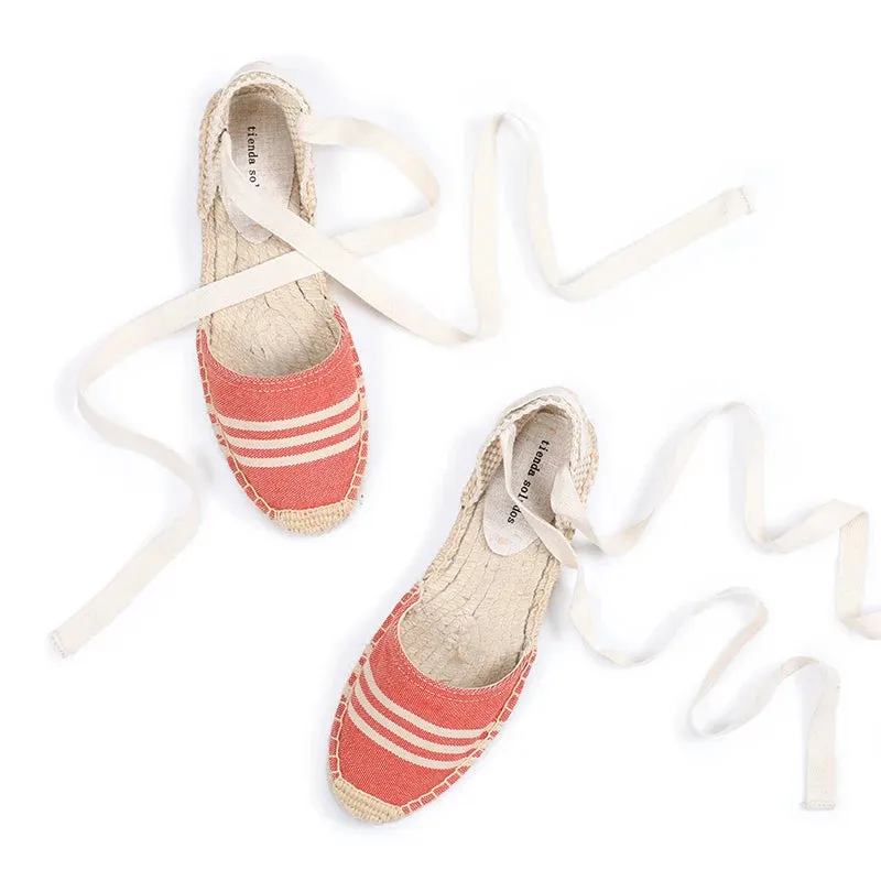 Brielle Casual Pattern Lace-Up Espadrille Sandals