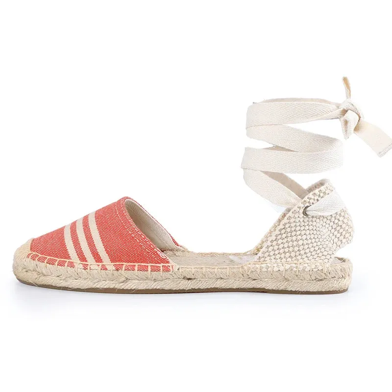 Brielle Casual Pattern Lace-Up Espadrille Sandals