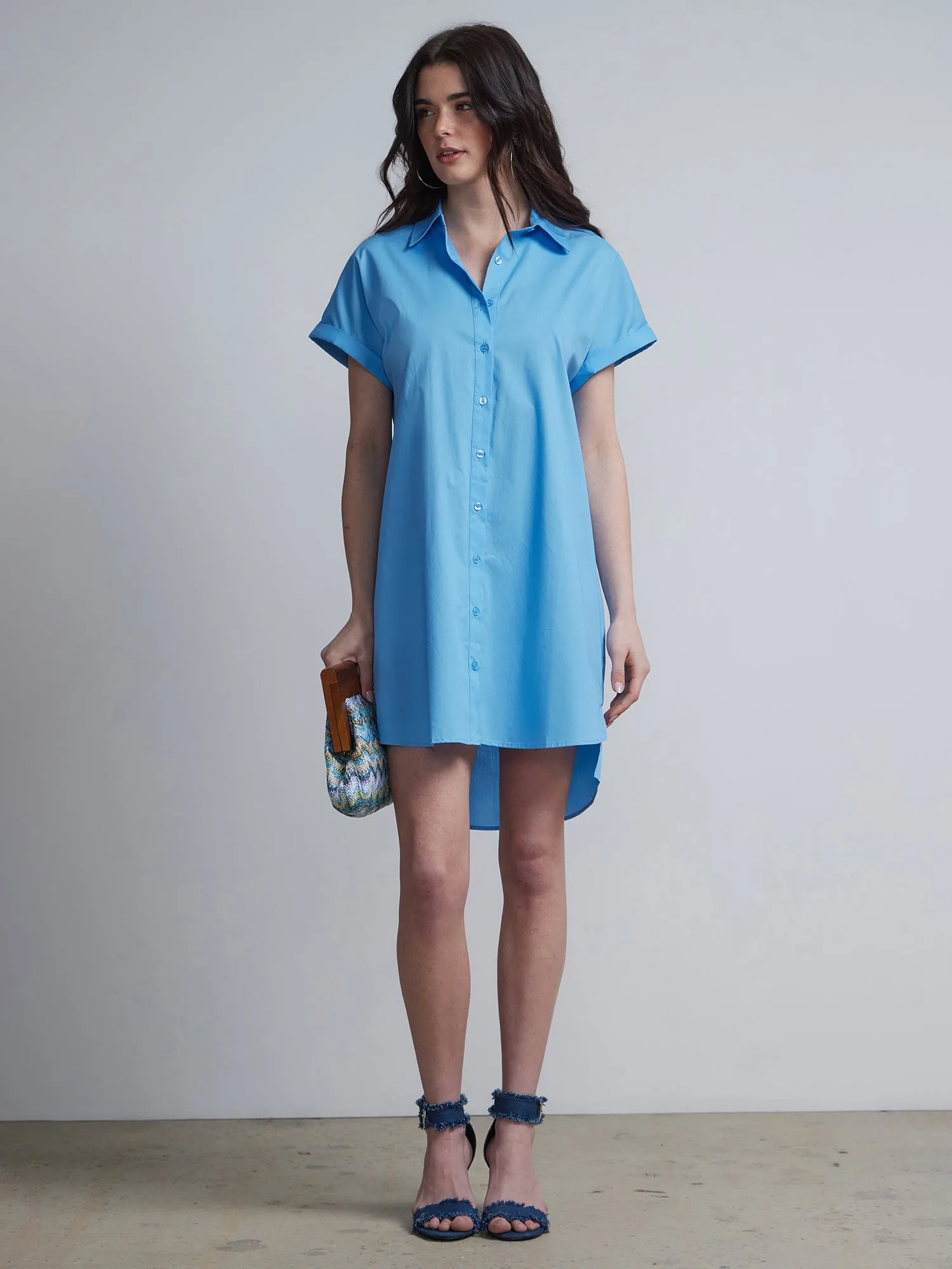 Button-Front Collared Shirtdress