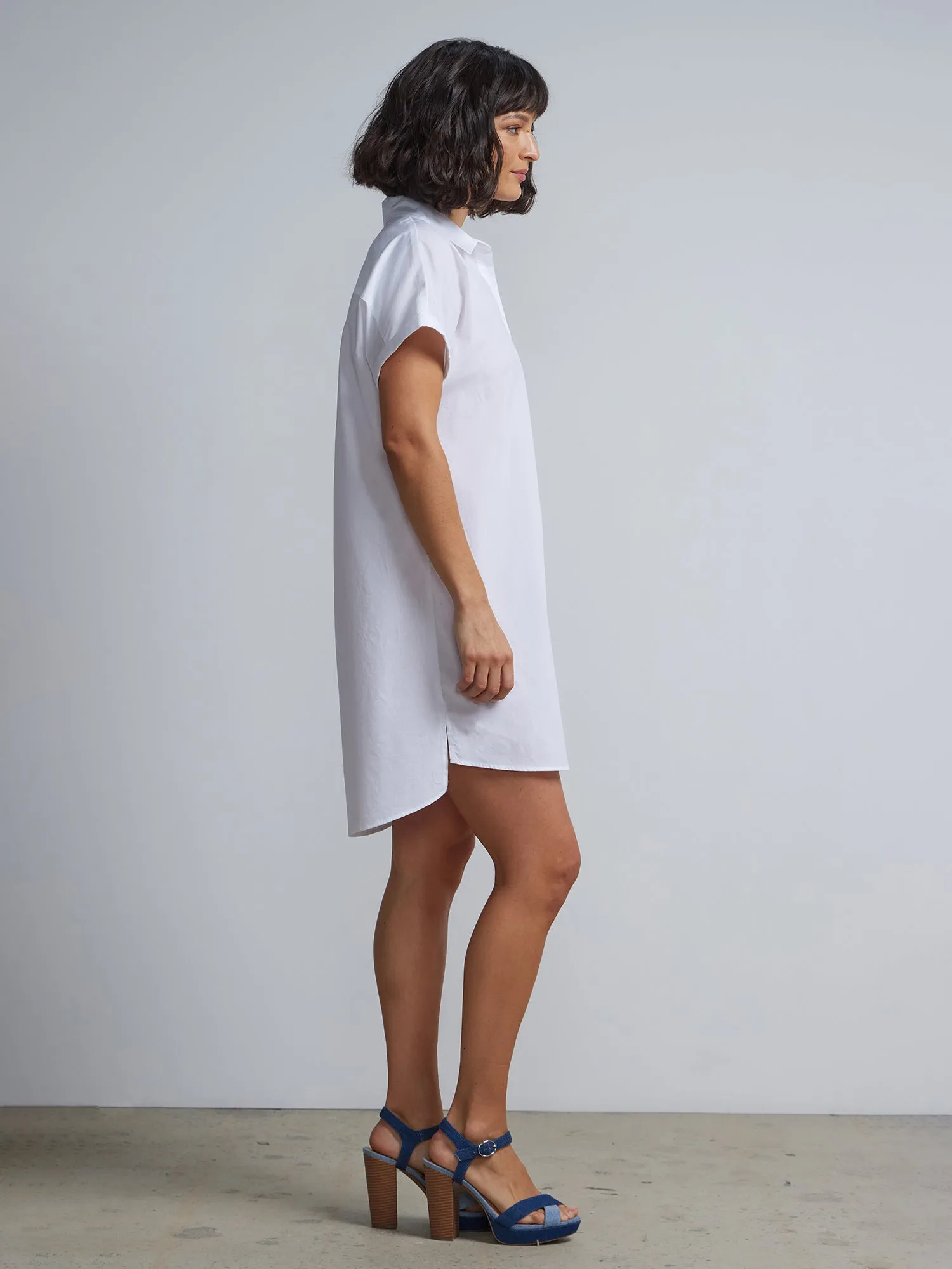 Button-Front Collared Shirtdress