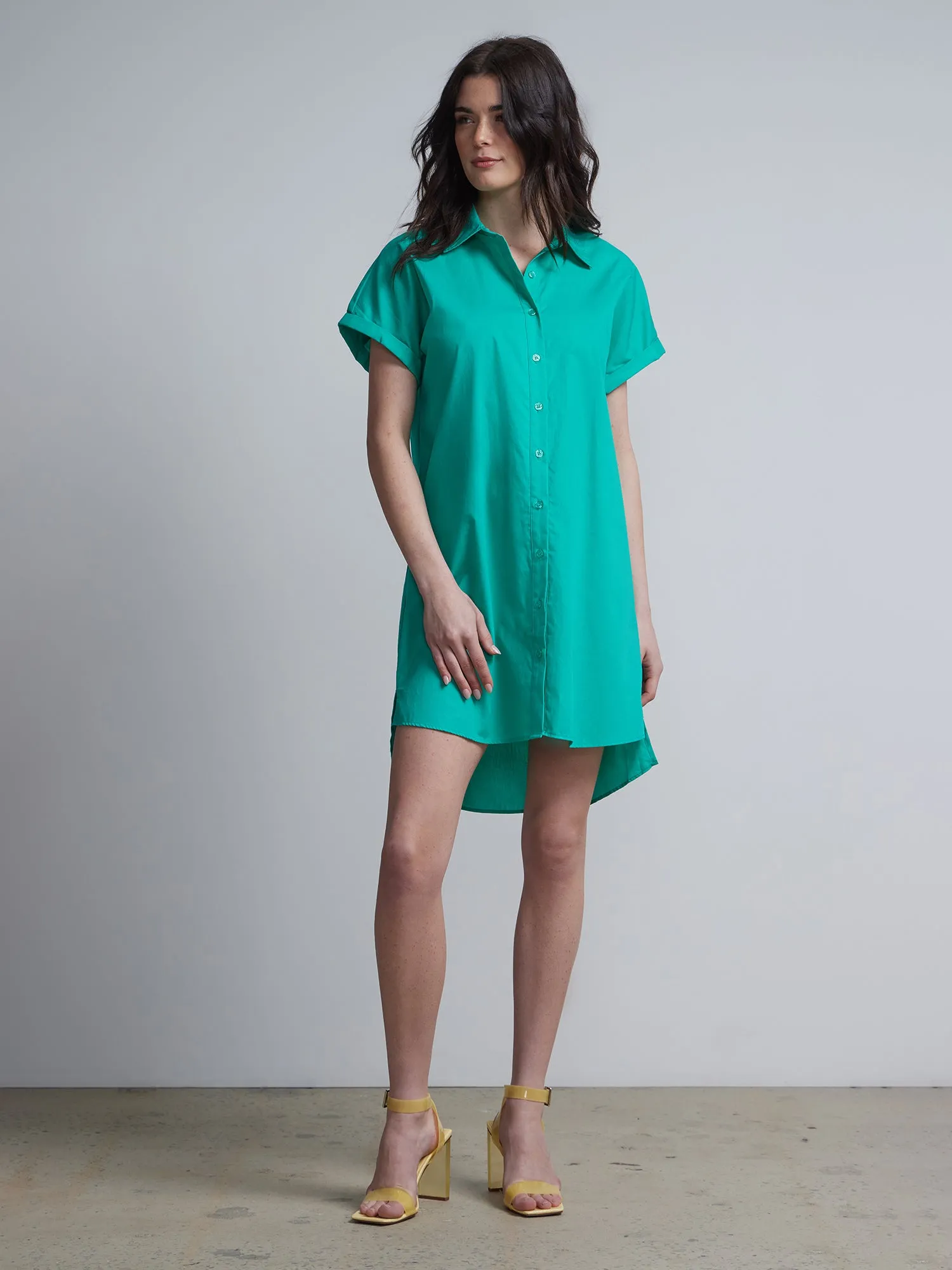 Button-Front Collared Shirtdress