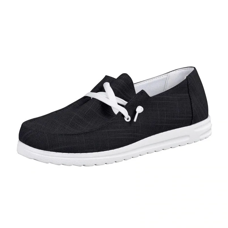 Canvas Shoes Women Lace Up Sneakers Loafers Soft Breathable Casual