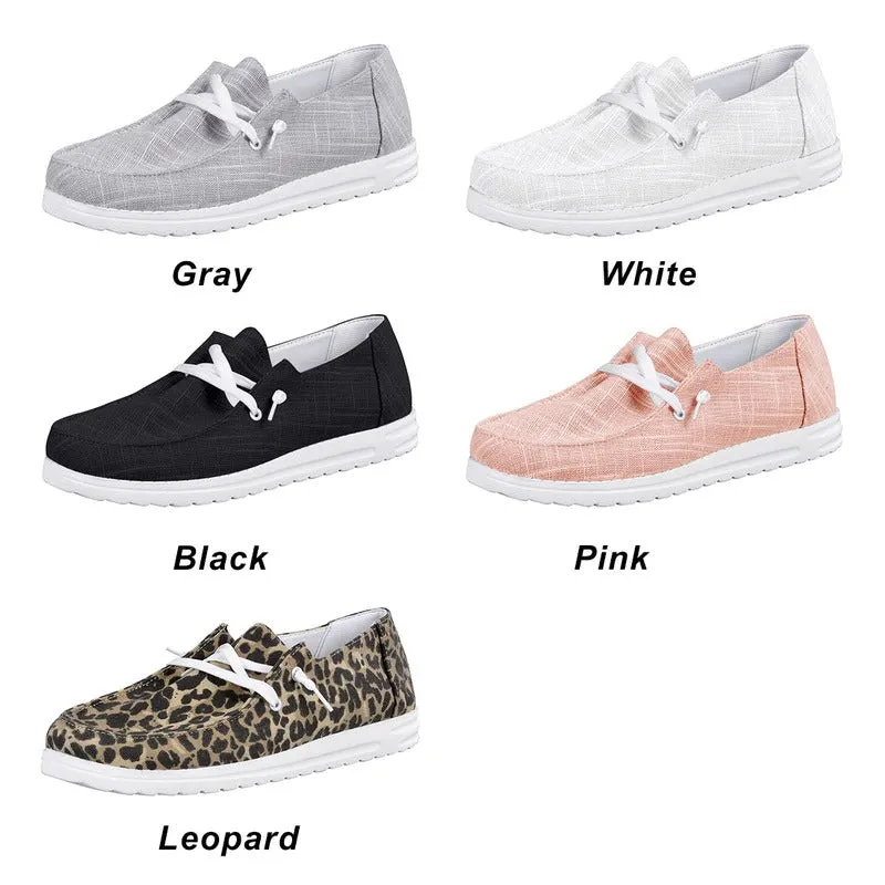 Canvas Shoes Women Lace Up Sneakers Loafers Soft Breathable Casual