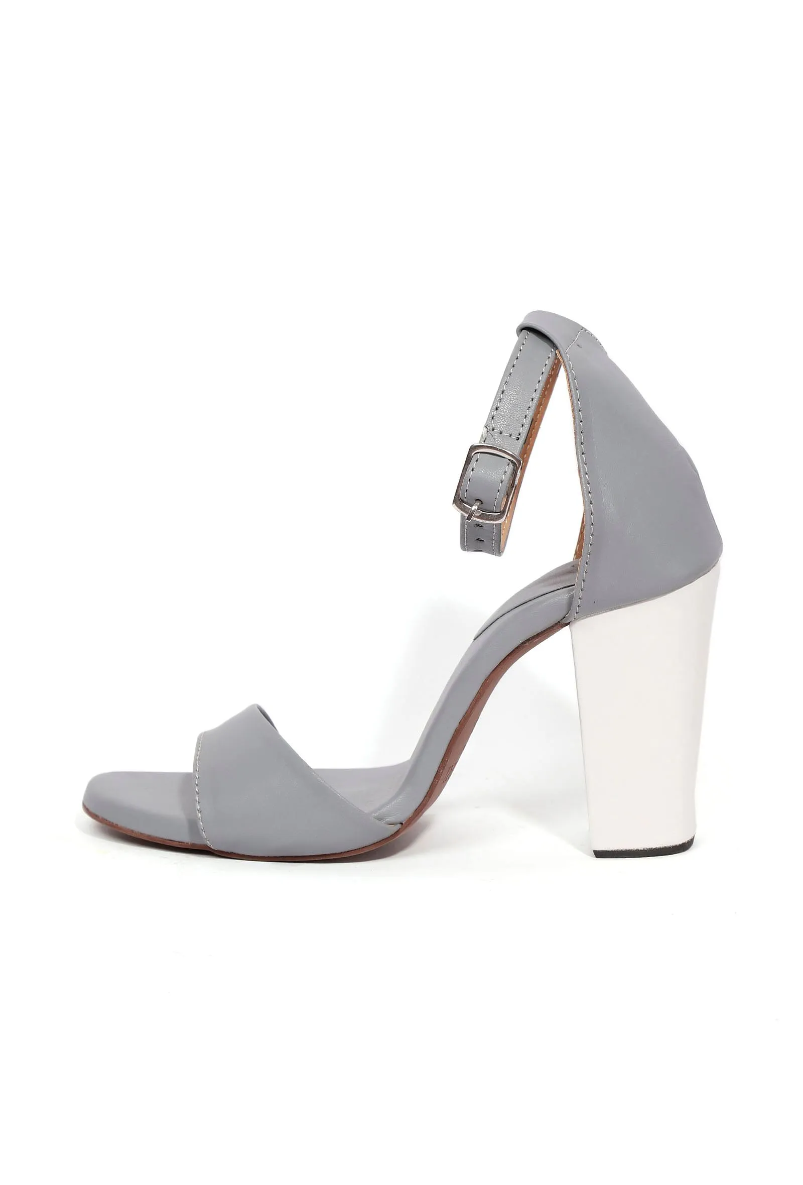 Coachella Grey Strap Cushion Padded Heels