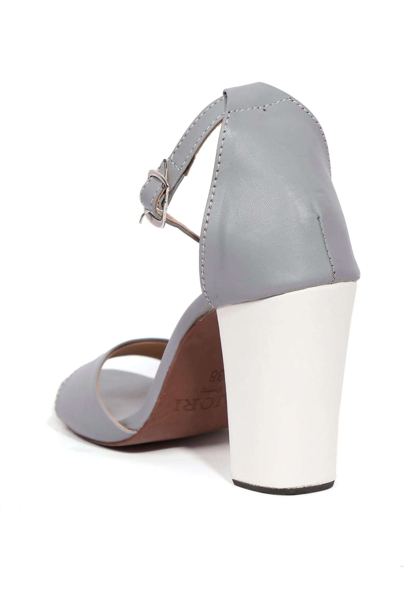 Coachella Grey Strap Cushion Padded Heels