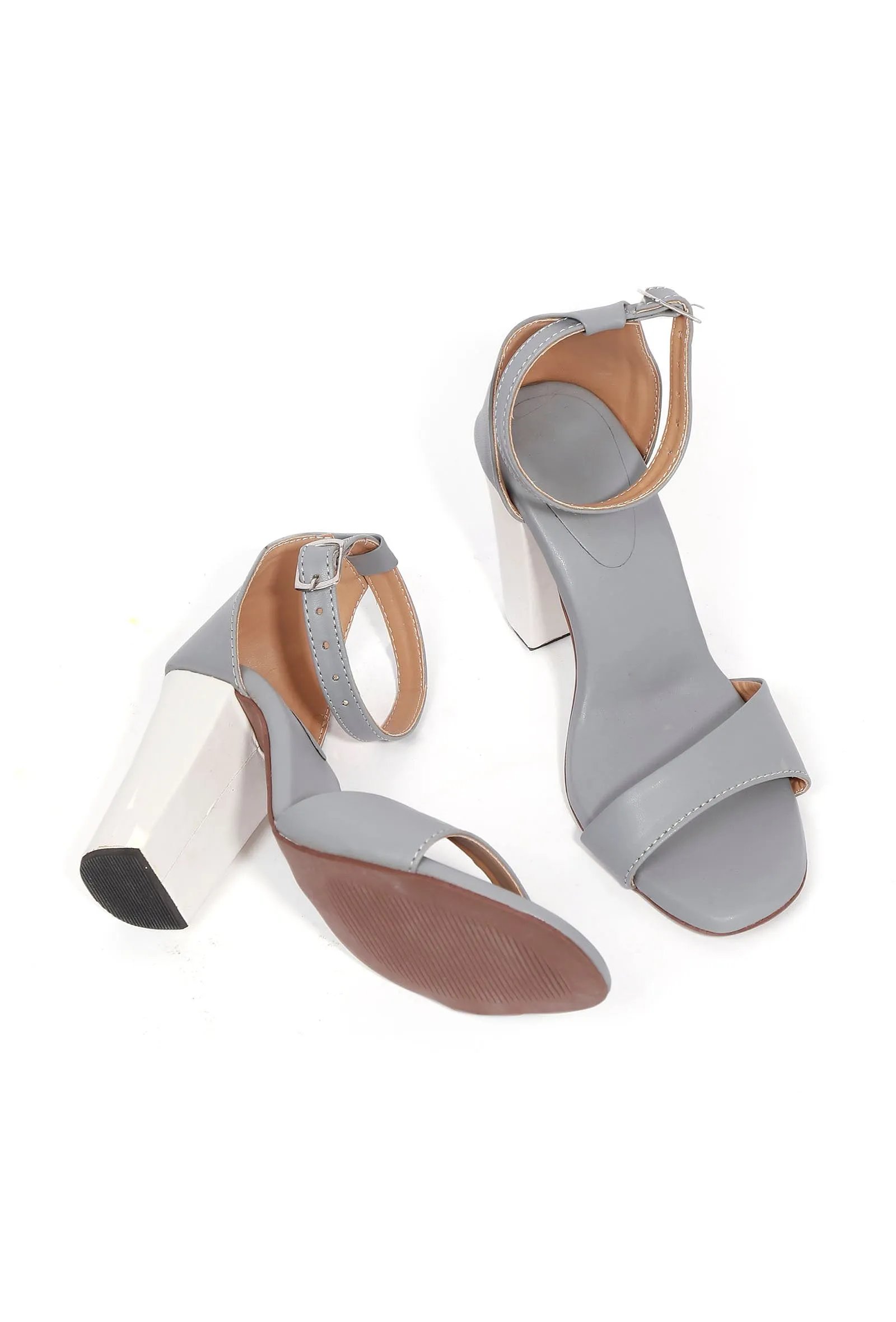 Coachella Grey Strap Cushion Padded Heels