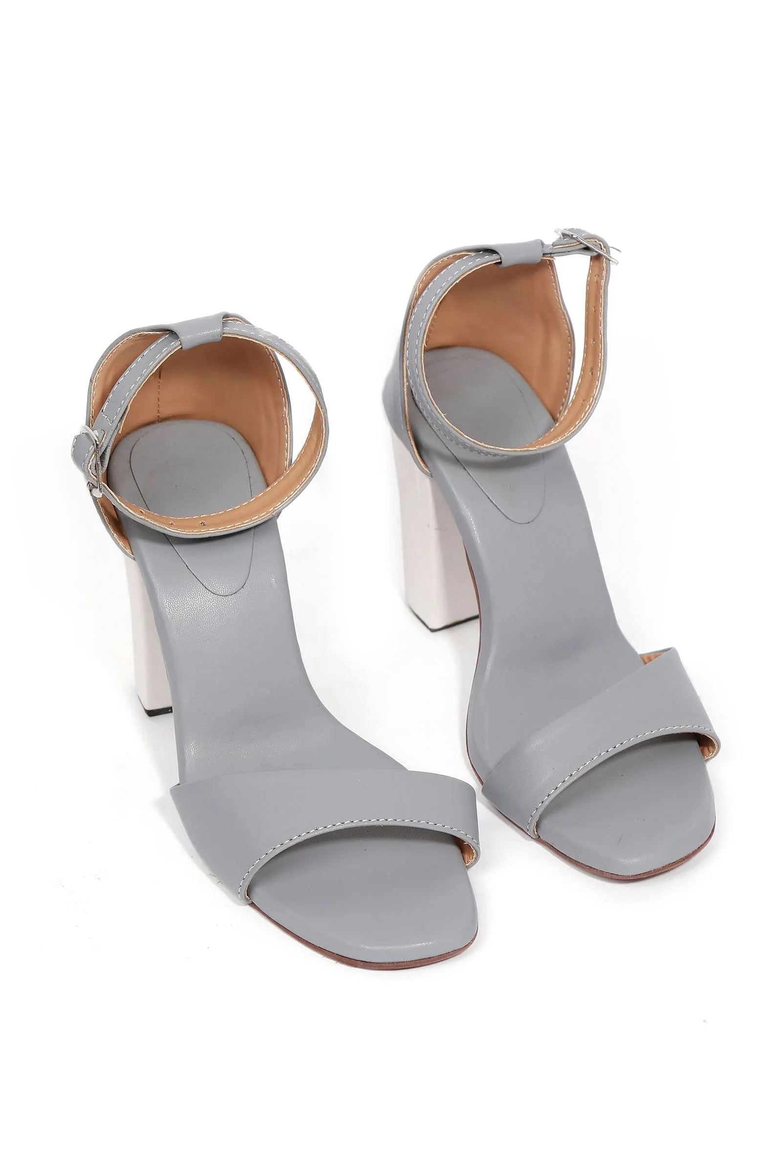 Coachella Grey Strap Cushion Padded Heels