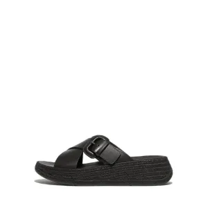 FMode Wo Espadrille Buckle Leather Flatform Slides