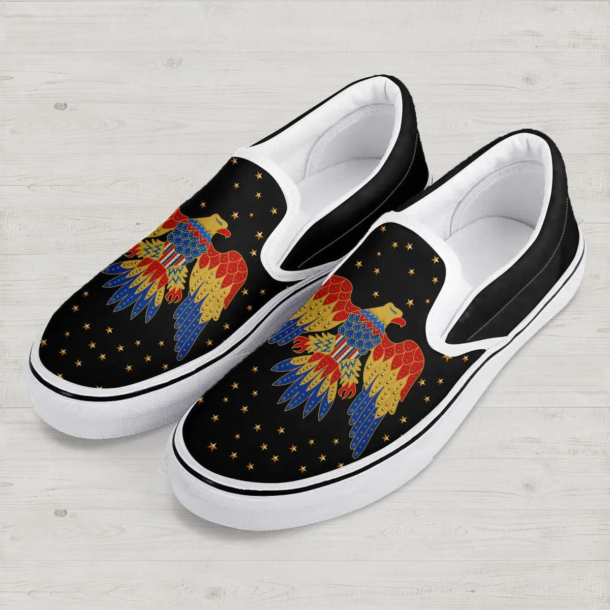 Gearhomie Elvis Eagle Black Slip On Shoes