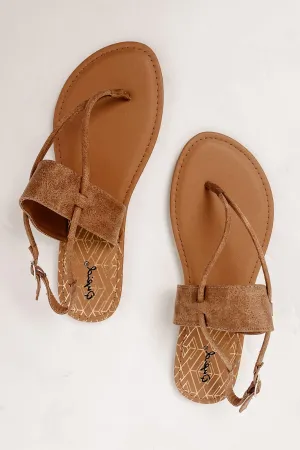 Kiana Multi-Strap Flat Sandals (Camel Distress PU)