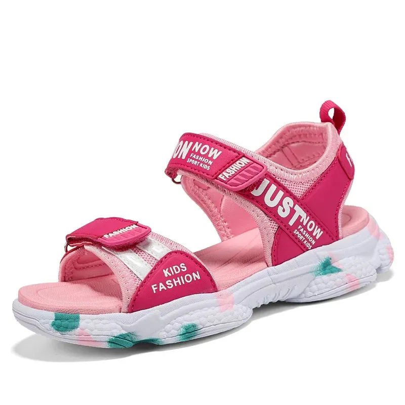 Kids Girls Letter Print Design Non-slip Princess Beach Sandals