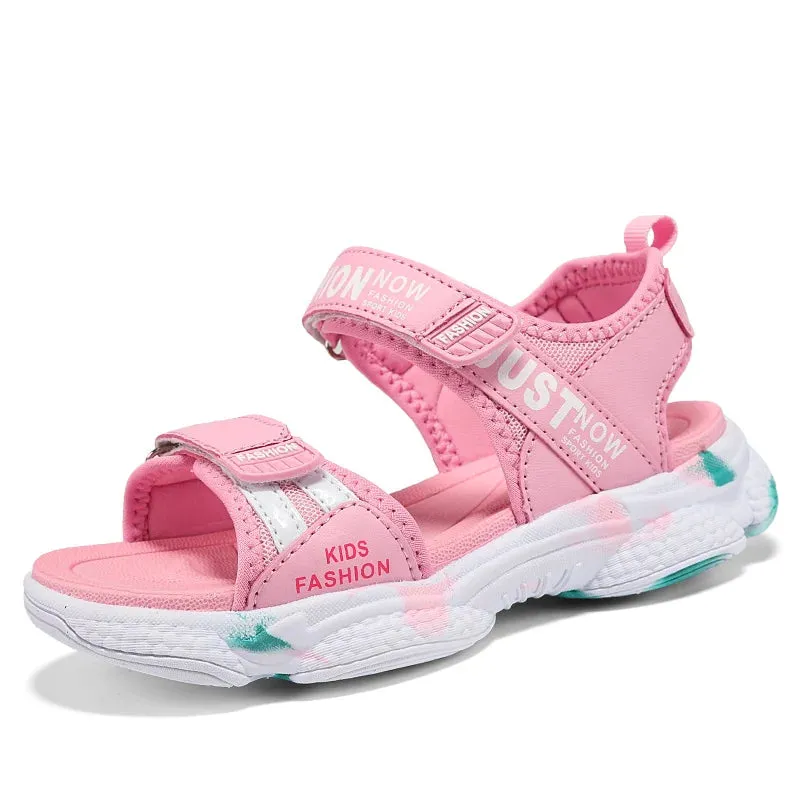 Kids Girls Letter Print Design Non-slip Princess Beach Sandals