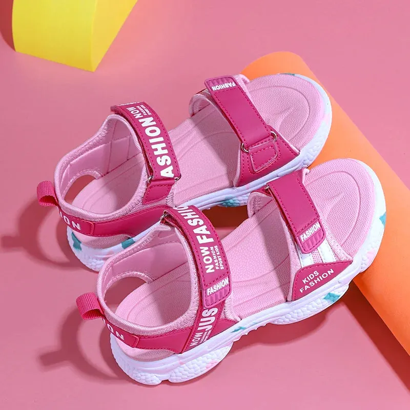 Kids Girls Letter Print Design Non-slip Princess Beach Sandals