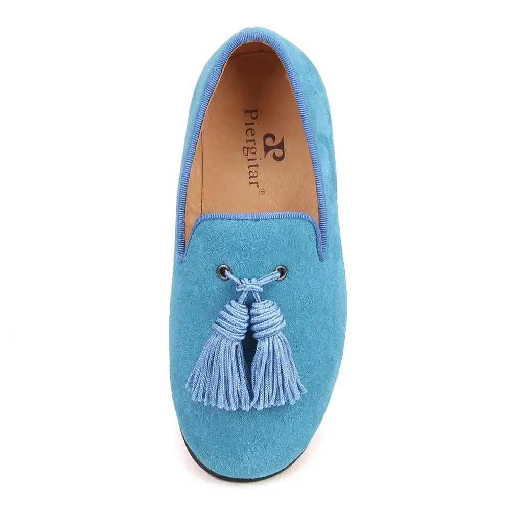 Kids Loafers Sky Blue Suede Kids' Tassel Loafers