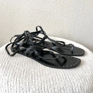 Leather Ankle Wrap Sandals