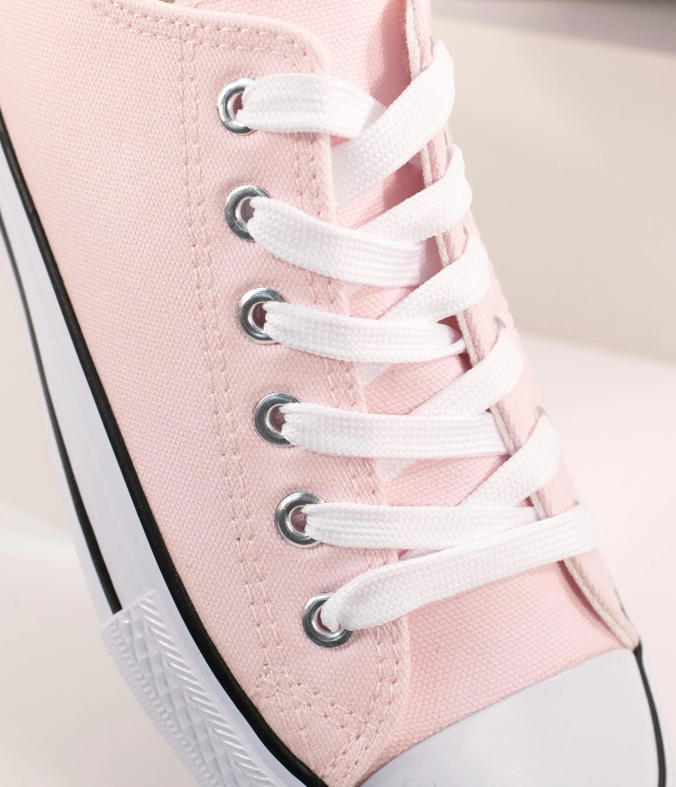 Light Pink Lace Up Canvas Sneakers