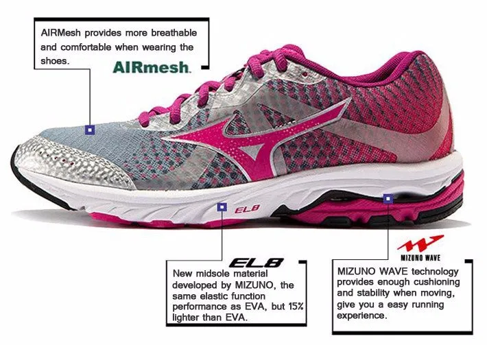 MIZUNO Women WAVE ELEVATION Breathable Light Weight Running Shoes