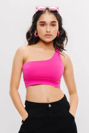 Pink One Shoulder Crop Top