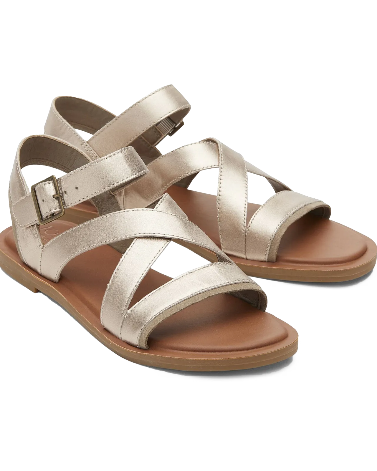 Sloane Leather Strappy Sandals in Light Gold