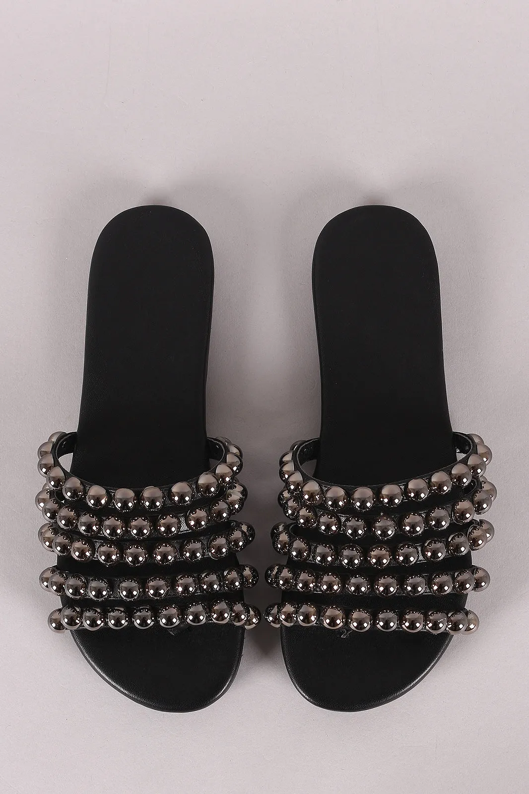 Strappy Dome Studded Thong Slide Sandal