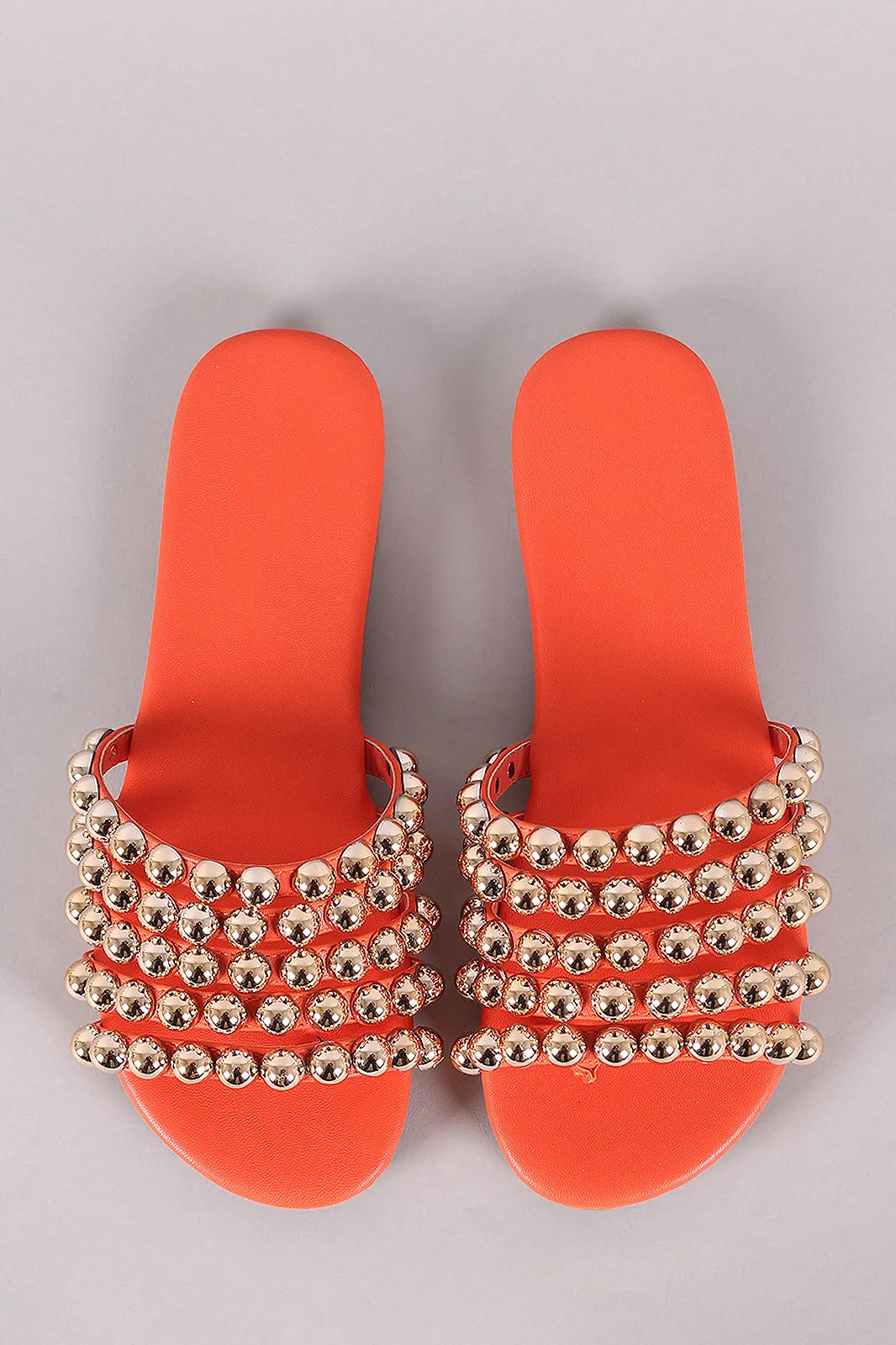 Strappy Dome Studded Thong Slide Sandal