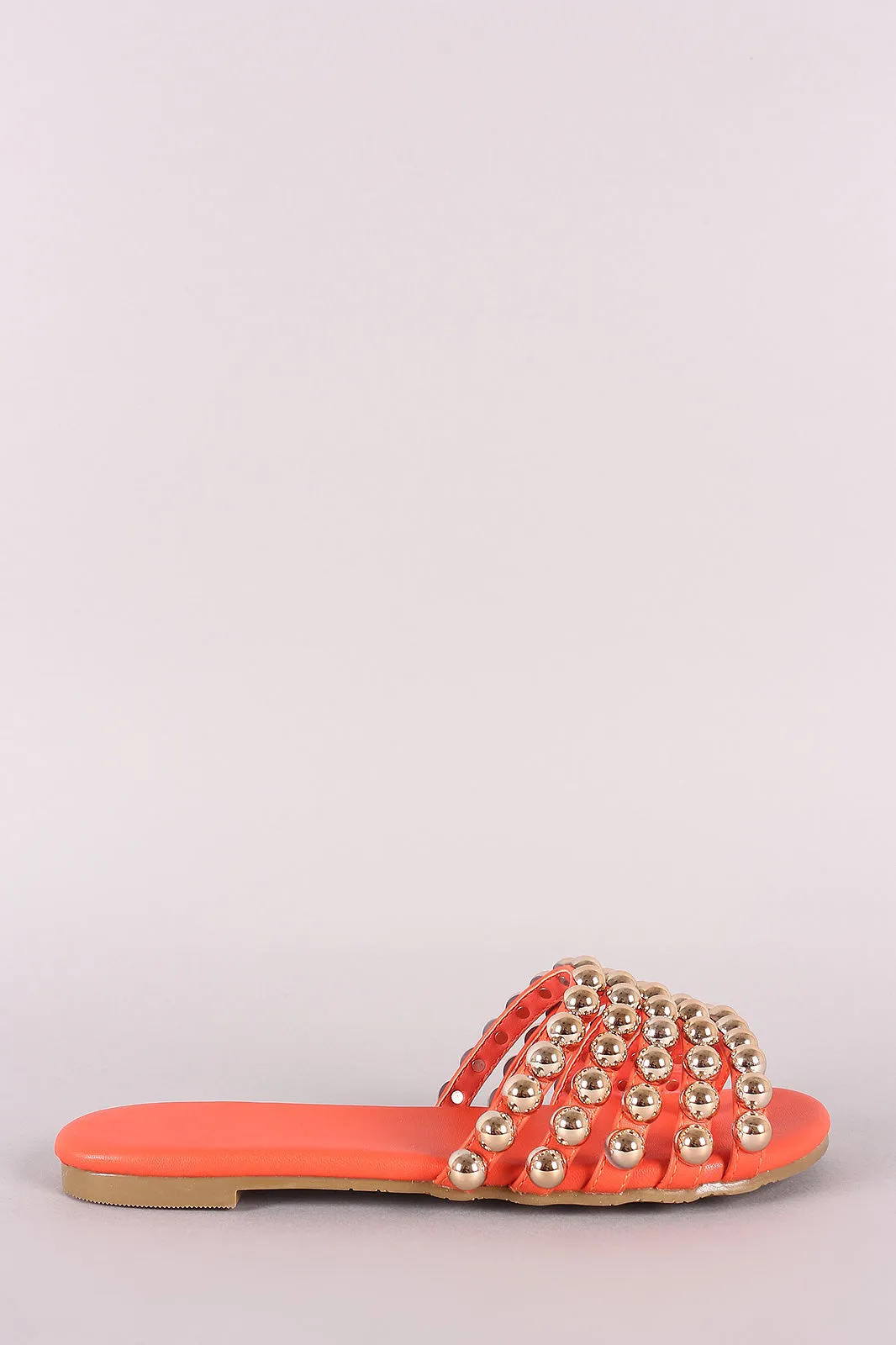 Strappy Dome Studded Thong Slide Sandal