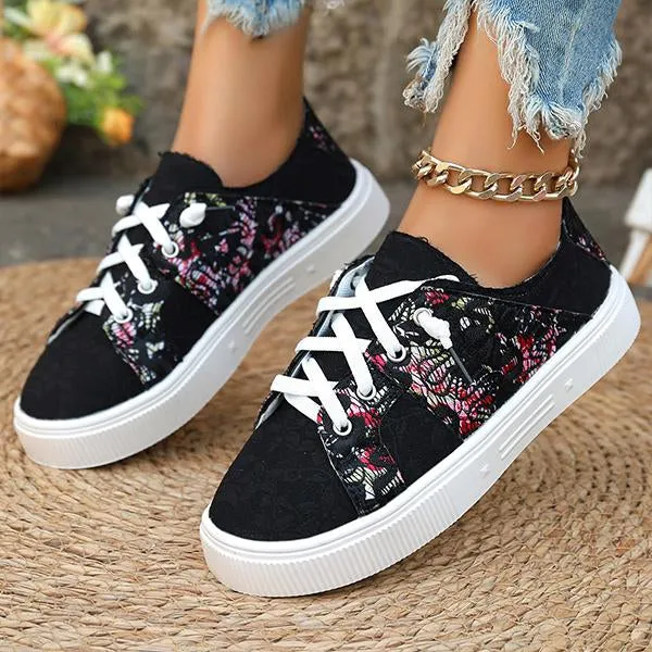 Women's Casual Flower Lace Canvas Sneakers 17479688S