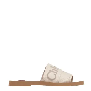 Woody Embroidered Logo Slide, Blushy Beige